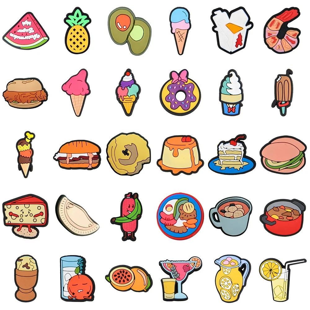 Cartoon Food Fruit Icecream Donuts Shoe Charms Sandwich Dumpling Shoe Decoration Watermelon Clog Charm For Party Favor 1pcs