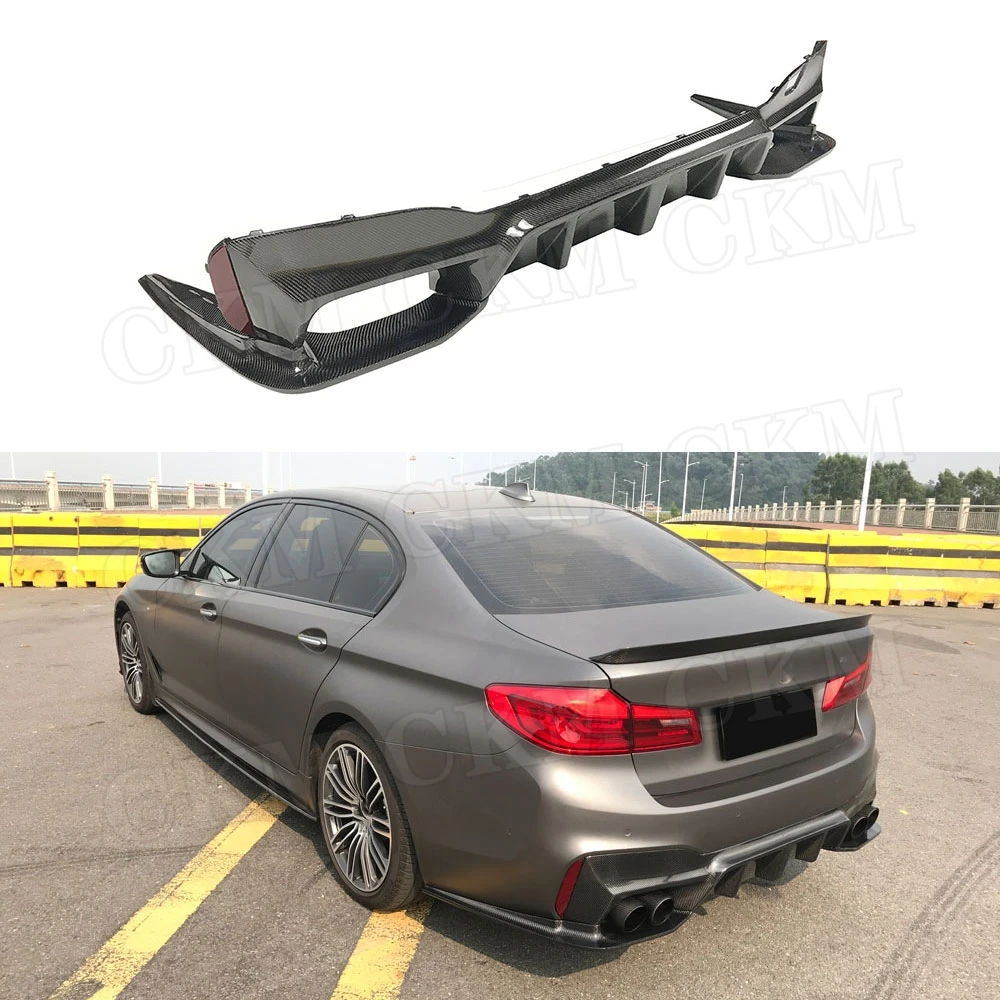 Dry Carbon Fiber Rear Lip Diffuser Splitters Flaps For BMW 5 Series F90 M5 Sedan 4 Door 2018- 2020 3D Style Back Bumper Guard