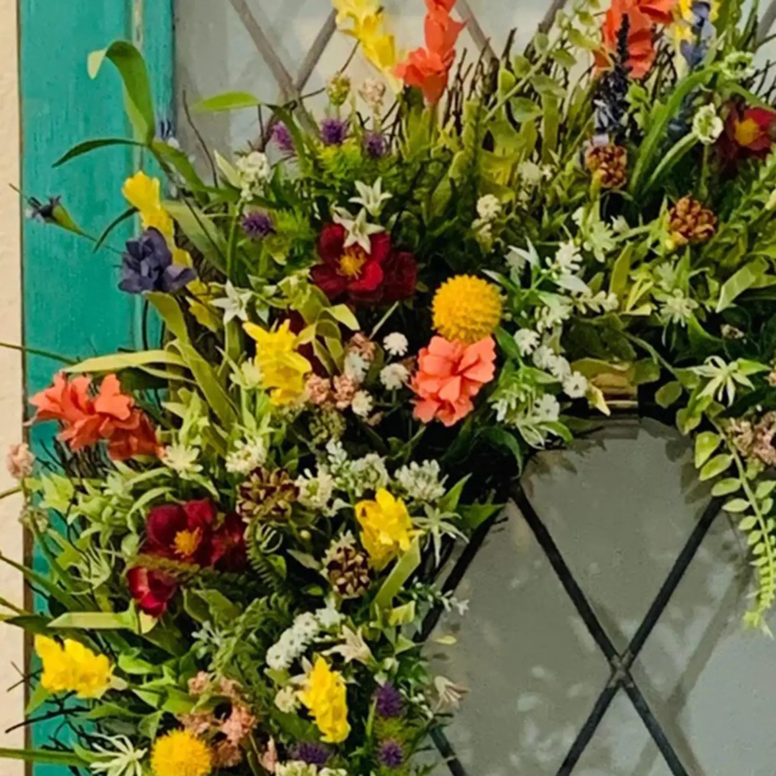 Round Floral Wreath Garland Window Decoration Artificial Flower Wreath for Window Wedding Garden Decoration