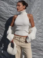 Trendix Hollow Out Sweater Sets For Women 2025 Fall New Long Sleeve Knitwear Shawl Suits Sexy Backless Knit Tank Top 2 Piece Set - Image 2