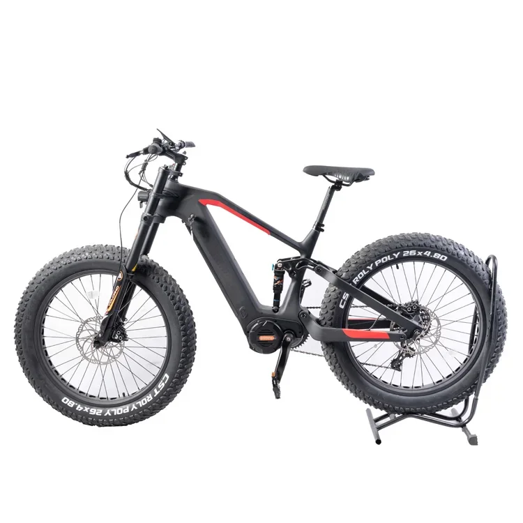 48V 1000W Mid Motor Carbon Frame Ebike Fat Tire Electric Bike Electric Mountain Bike Long Range