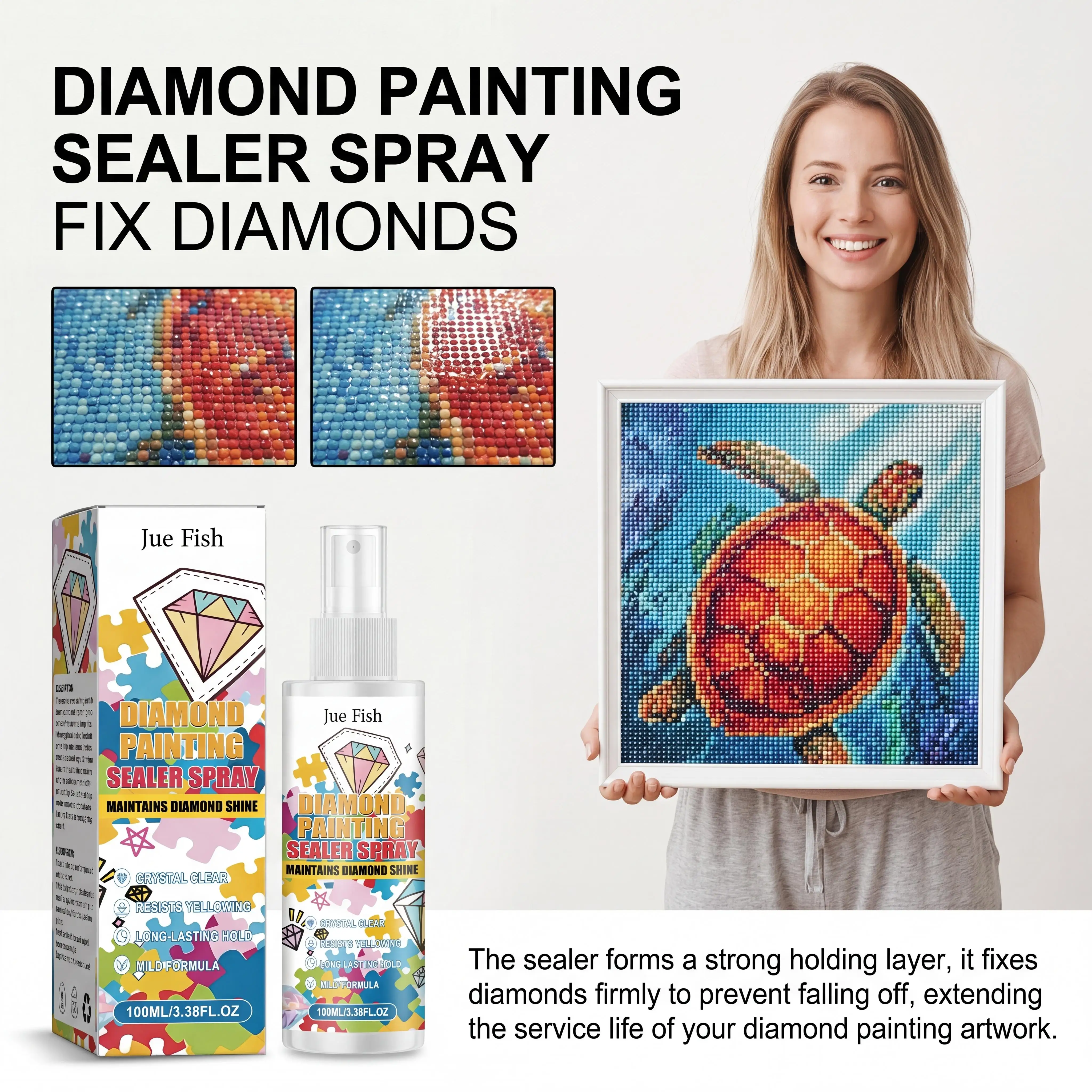 2pcs Quick Drying Diamond Painting Seal Spray For Diamond Art Fixation,DIY Hand Instant Glue,No Need Brushes Permanent Fixation