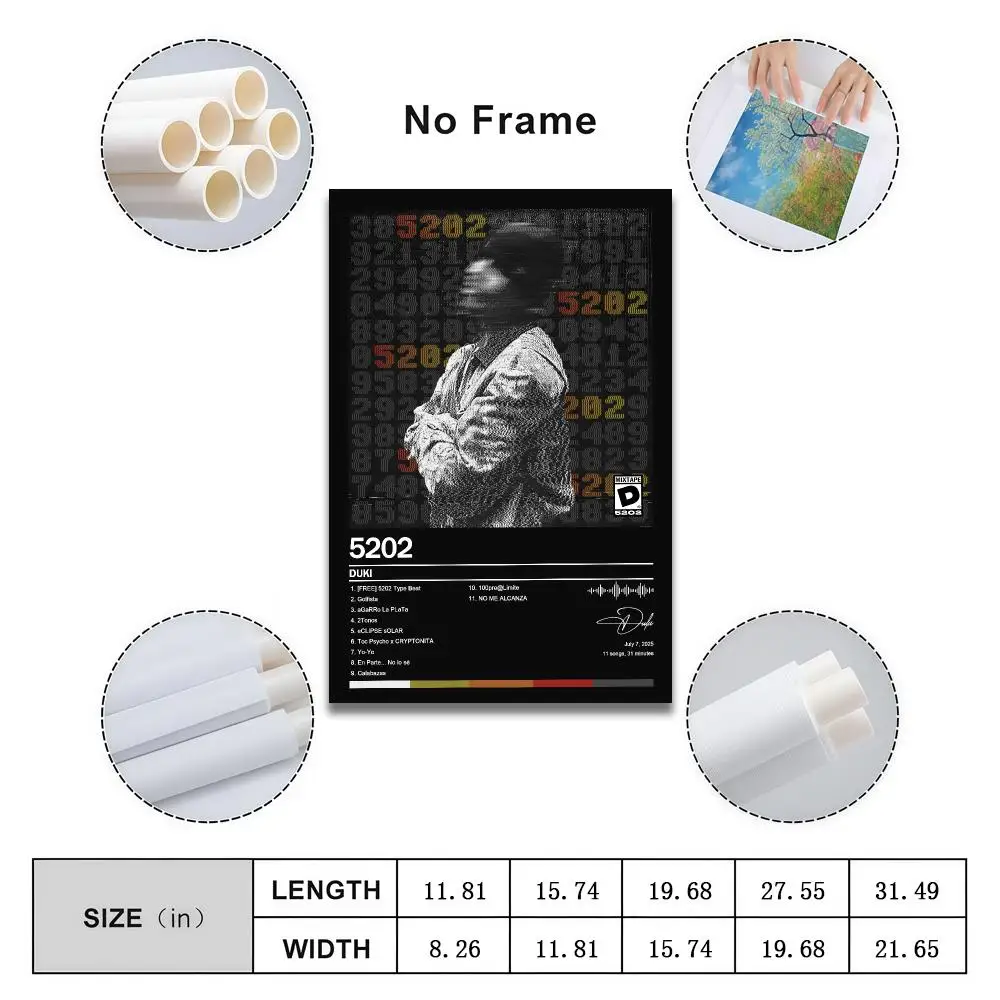Poster Peelable Self-Adhesive Album Cover Poster Stickers, Frameless Wall Art for Singer Rap Bedroom Duki 5202