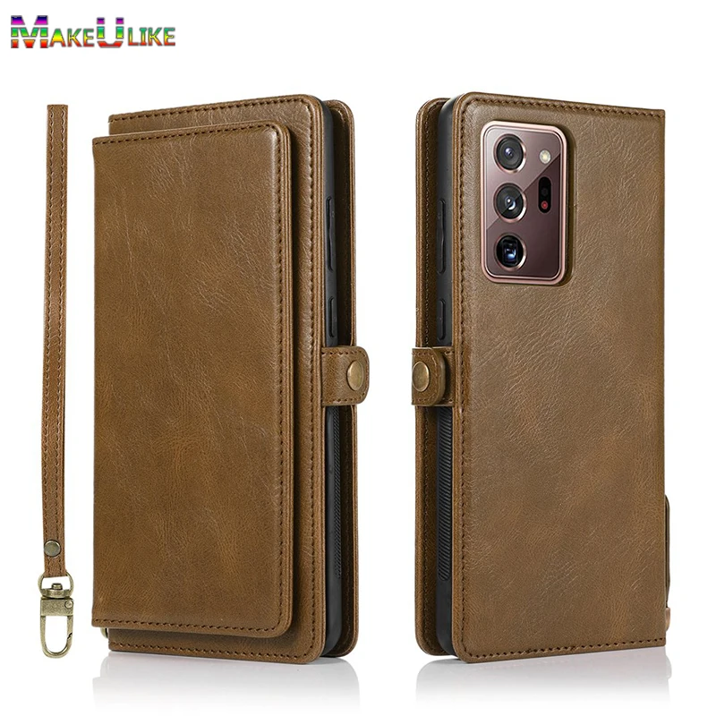 

Strap Detachable Leather Flip Wallet Case for Samsung Galaxy Note 8 9 10 Plus 20 Ultra Note20 Note10 Magnetic Separate Cover