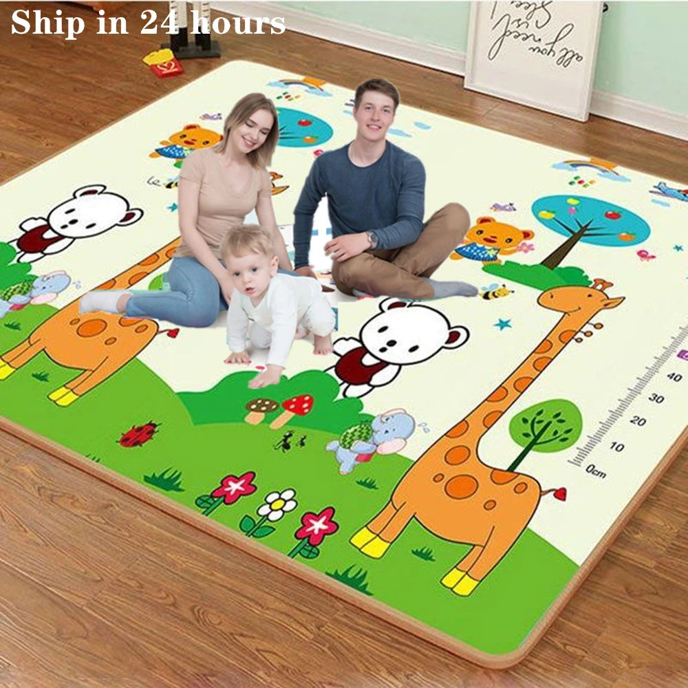 Double Sided Cartoon Pattern Non-toxic Thick Baby Crawling Play Mats Folding Mat Carpet Play Mat for Children's Safety Rug Gifts