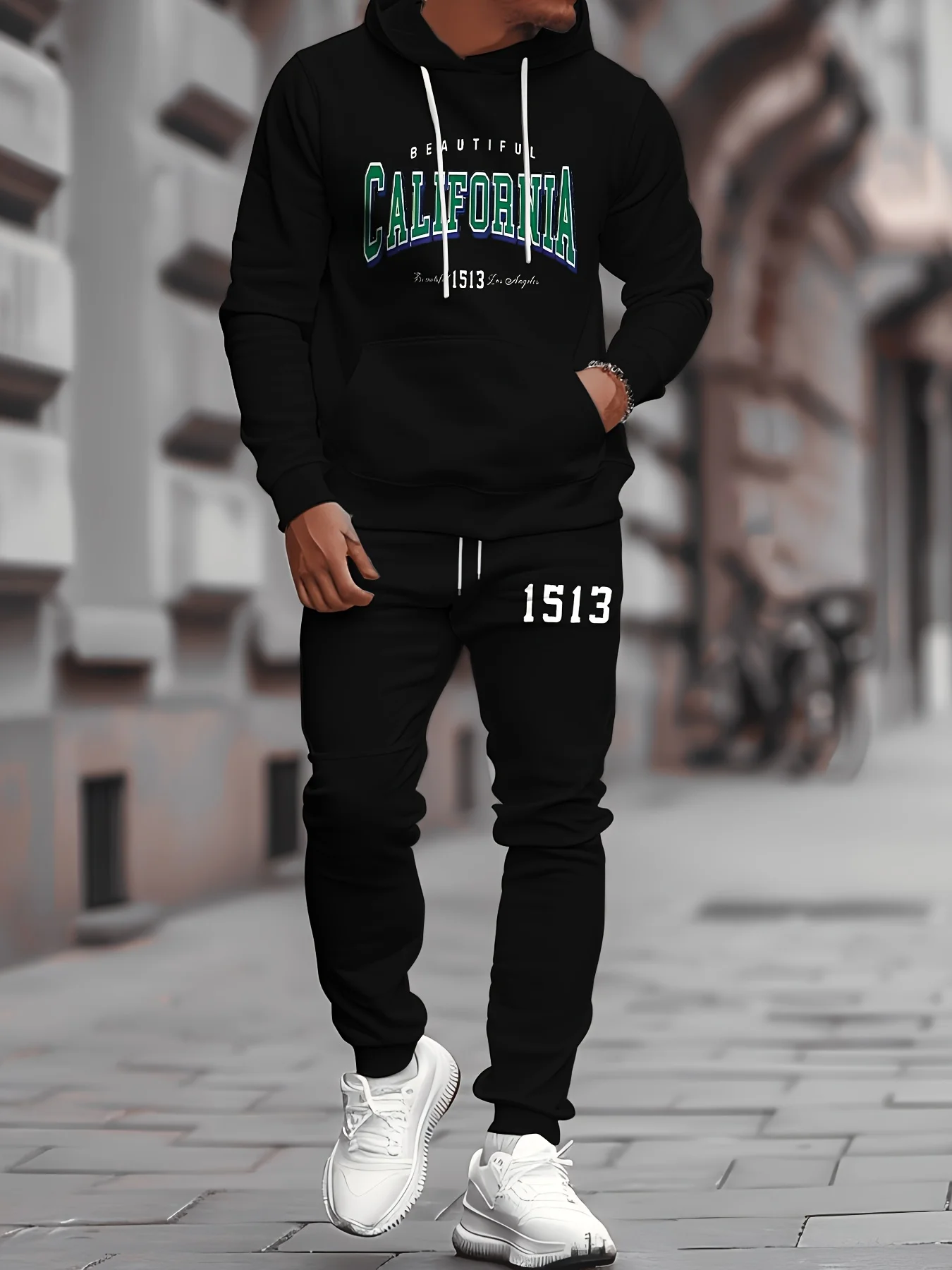 

Мужской комплект с принтованным худи и брюками 2026 года: осенне-зимний ретро-комплект для мужчин и женщин, модный повседневный костюм в стиле хип-хоп, высококачественный худи-костюм