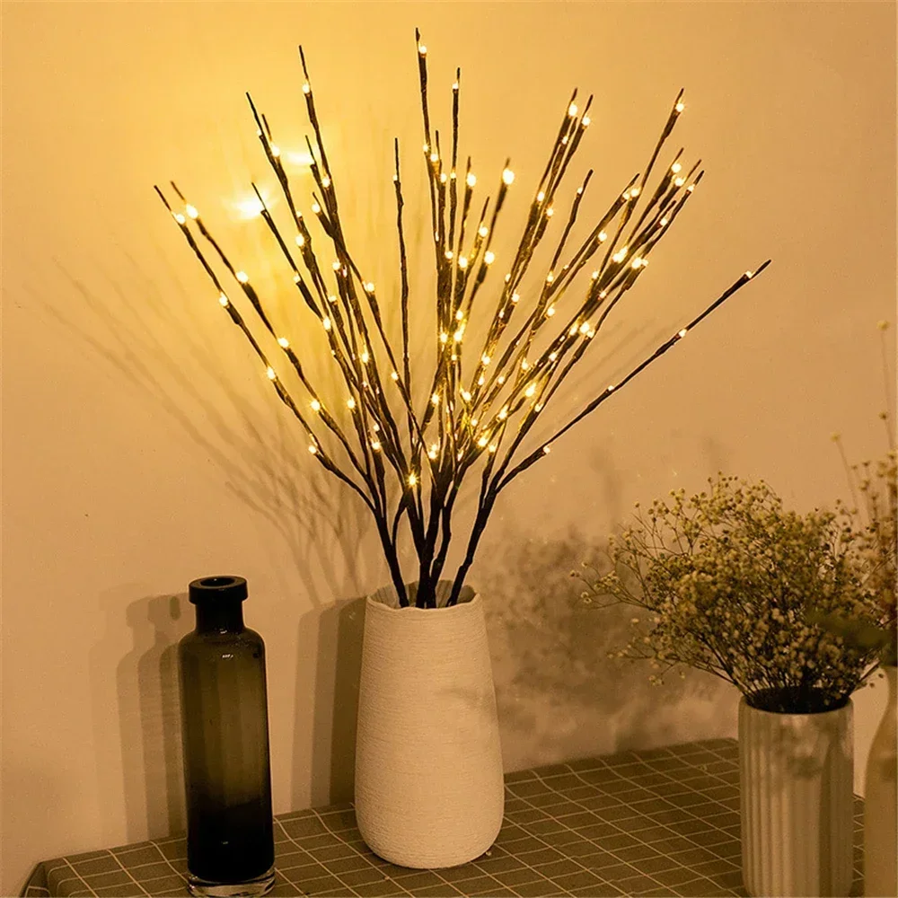 1pc LED Branch Light Battery Powered Luminous Branches Vase Fillers Artificial Willow Suitable for Christmas Home Party Decor