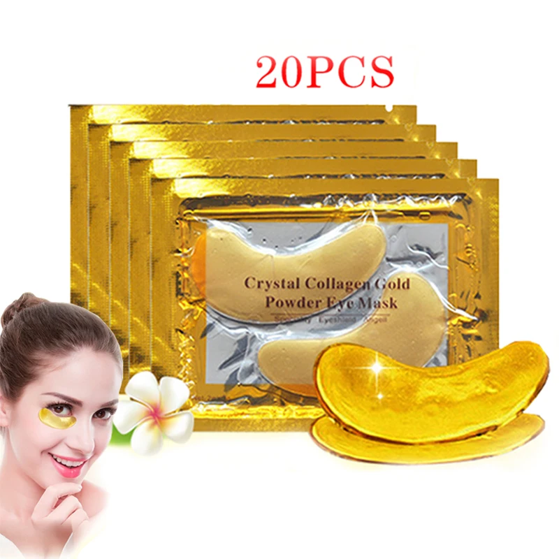 10Pairs=20pcs Crystal Collagen Gold Eye Mask Anti Dark Circles Eyes Bag Firming Eye Patches For Eyes Skin Care Korean Cosmetics