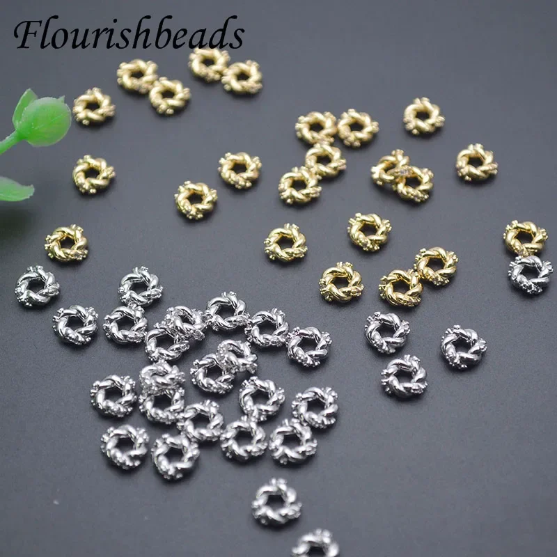 New Style Jewelry Findings Twine Shape Round Spacer Loose Beads Pave CZ Bead Caps for DIY Necklace  Accessories 50pcs/lot