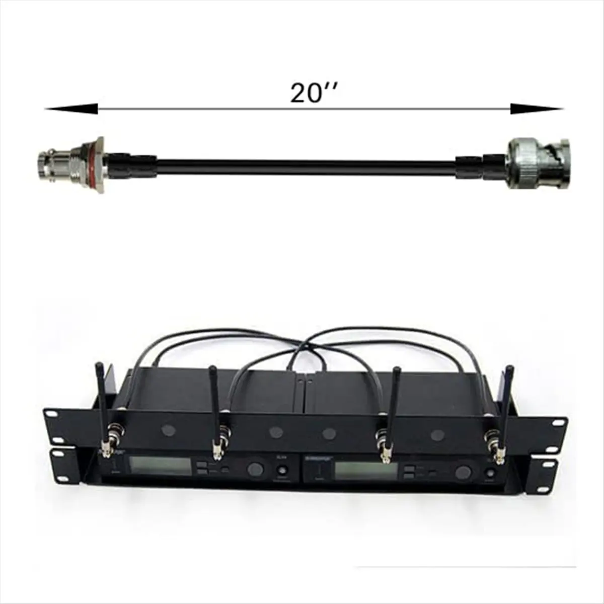 *ABDH Wireless Microphone Antenna Extension Cable 2ft with BNC Connector, 2-Pack for Rack Mount Systems