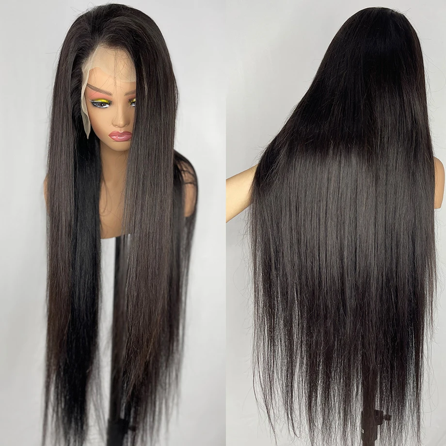 Wig Frontal Hd renda 13x6 Wig rambut manusia renda depan 30 inci Wig rambut manusia renda lurus transparan tulang renda renda 13x4 Wig penutupan