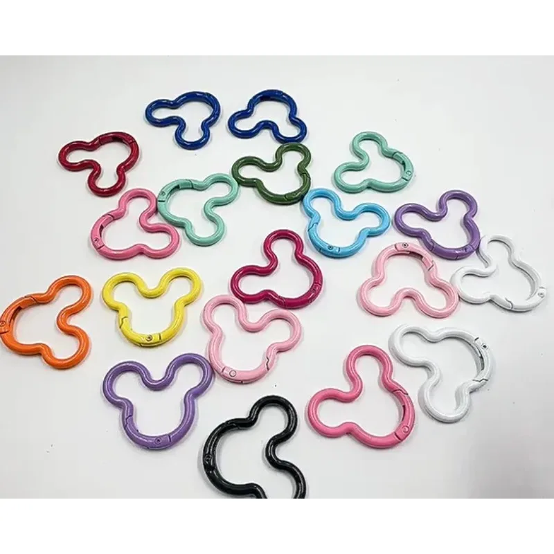 Painted Color Spring Buckle Bear Split Ring Elastic Loop Keychain Lovely DIY Craft Fittings Exquisite Metal Connectors