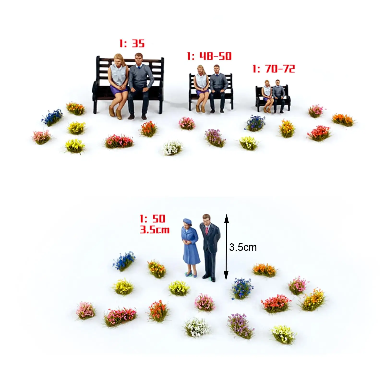 Miniature Grass Tufts Colorful Flower Clusters for Railway Scenery Layout Train Model Diorama Decoration