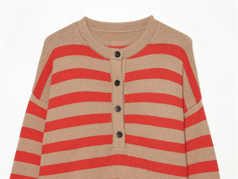Guobioziy Women's Casual Long-Sleeve Striped Knit Sweater 2026 Autumn and Winter European Fashion Trend Slim Classic Streetwear