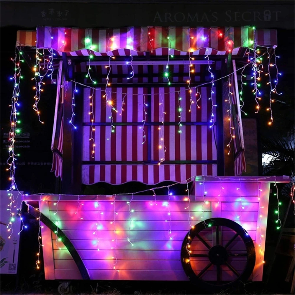 5m 216leds 3.5M 96leds Holiday Fairy Curtain Lights String Christmas Icicle Light String for Wedding New Year Party Patio Decor