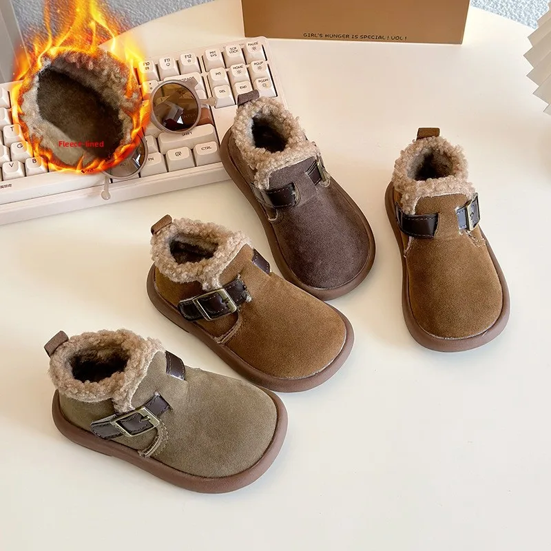 Children's Sneakers Boys Girls Soft Sole Non-slip Casual Student Running Shoes Baby Kids School Sports Shoes Warm Cotton Shoes