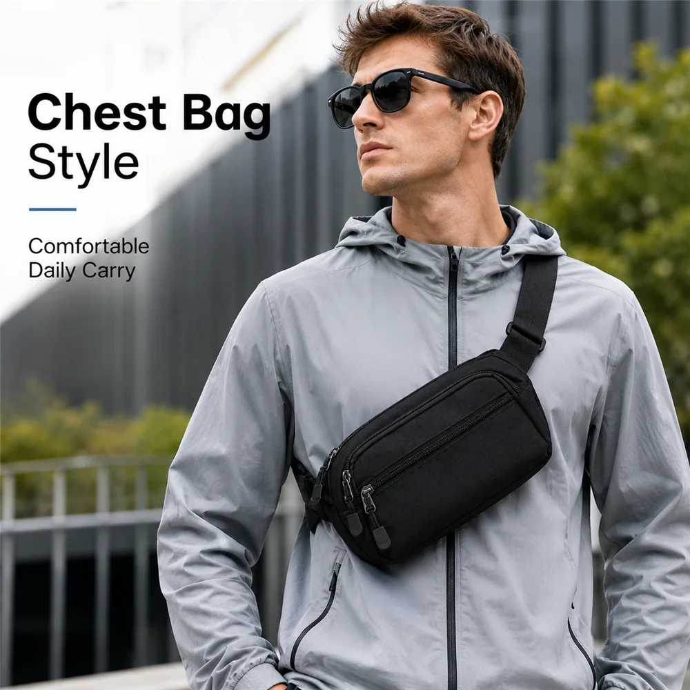 Wasserdichte Sporttasche für Herren mit großem Fassungsvermögen – Möglichkeit als Hüfttasche, Brusttasche, Umhängetasche, ideal zum Laufen, Camping, täglichen Tragen – Detail 1