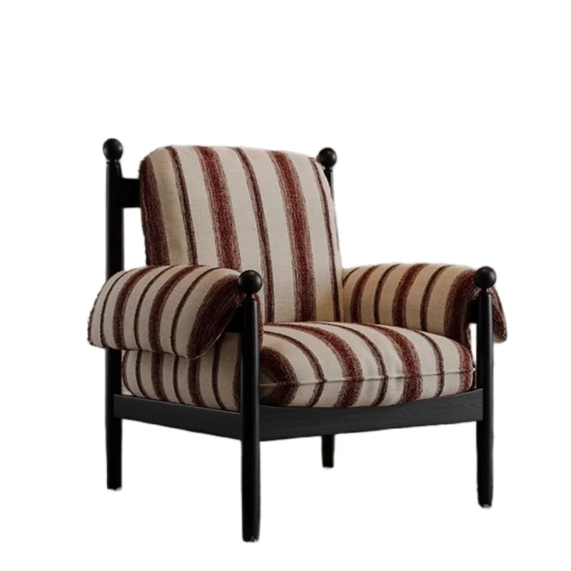 

French wabi sabi retro single chair medieval light luxury solid wood high back sofa living room bedroom home