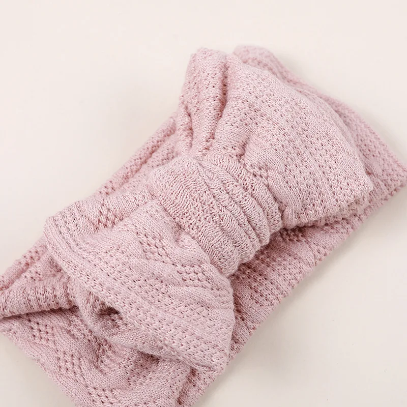 Newborn Knitted Big Bow Headband Jacquard Knit Double Bow Warm Turban Baby Girl Headwear Infant HeadWraps Child Elastic Hairband