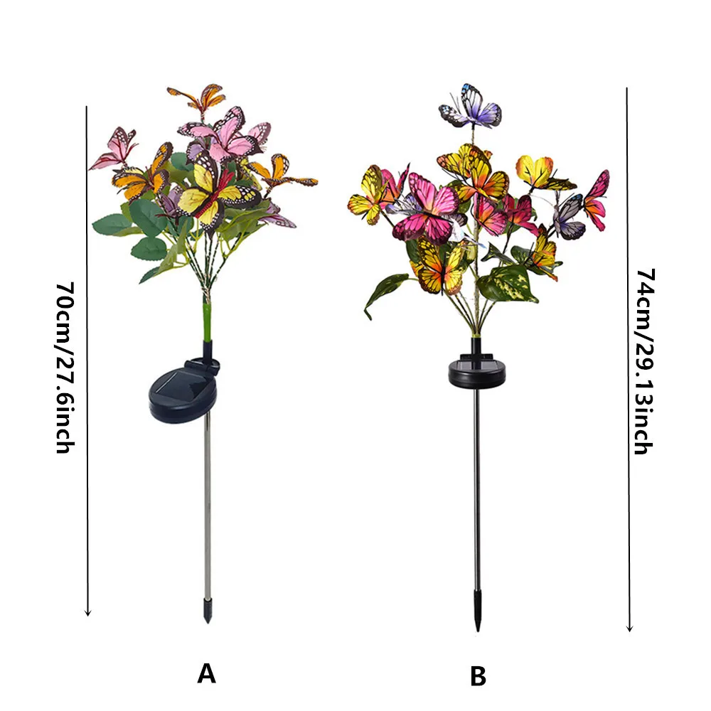 정원 조명 태양광 시뮬레이션 꽃 나비 나무 잔디 조명, 지상 플러그 램프, 방수 잔디 조명, 휴일 크리스마스 장식