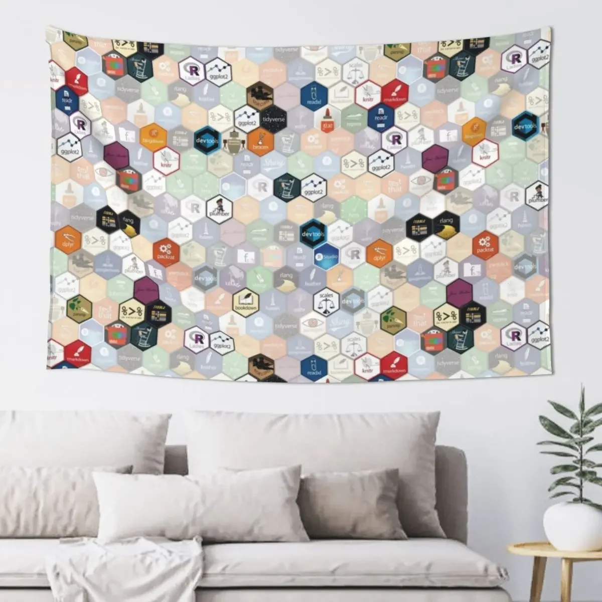 R hex fabric (small hexes) Tapestry Wallpaper Bedroom Deco Tapestry