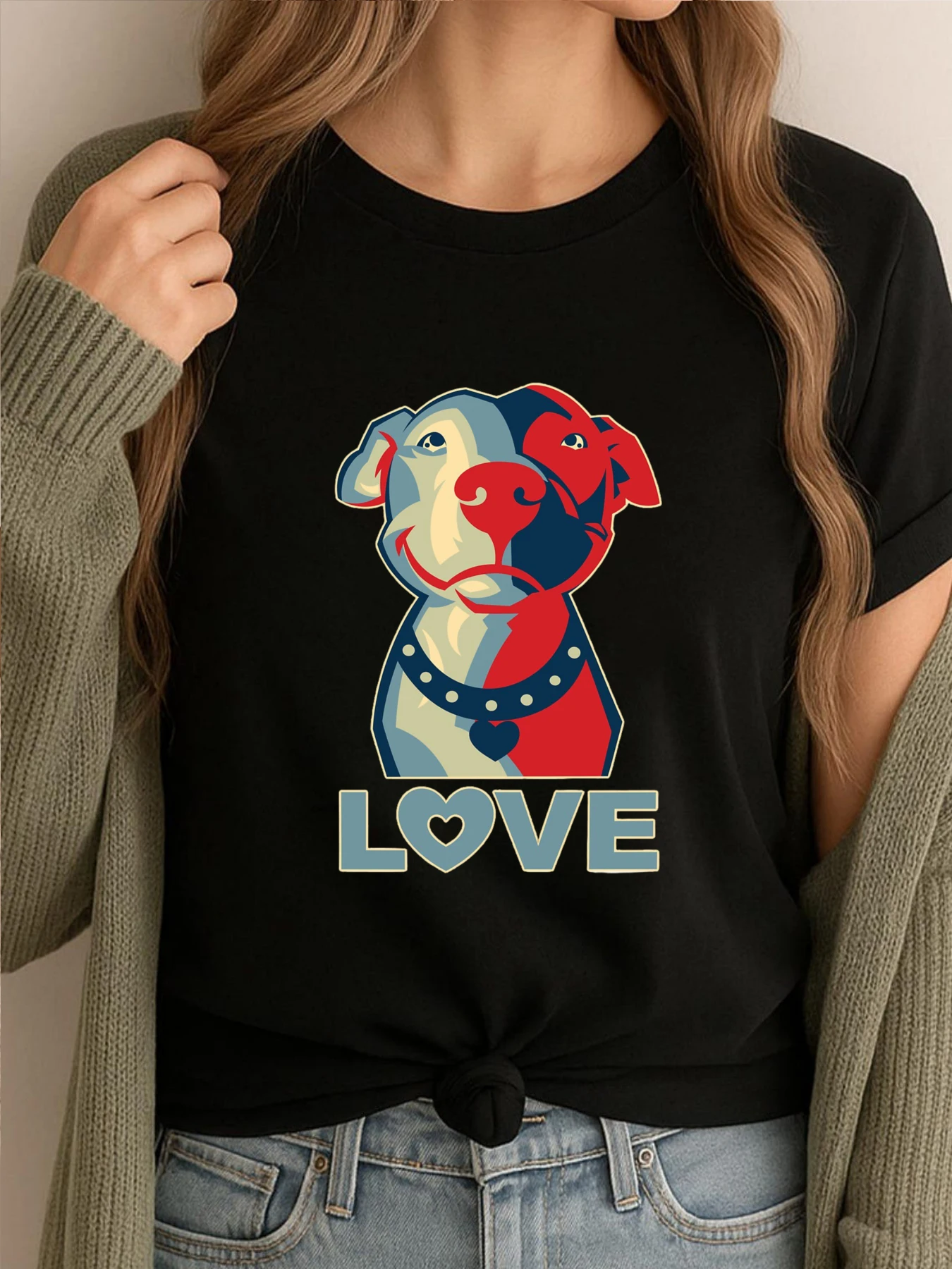 

Футболка с рисунком Pitbull Love, хлопковая зимняя мужская одежда, забавные футболки, мужская дышащая футболка с принтом, подарок для любителей собак