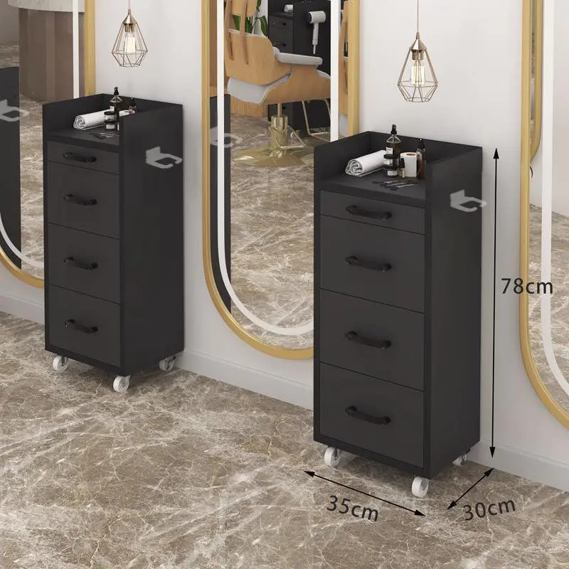 Wholesale High Quality Modern Simple Wooden Baking Paintair Hair Salon Trolley Cart With 4 Wheels for Commercial Salon Furniture