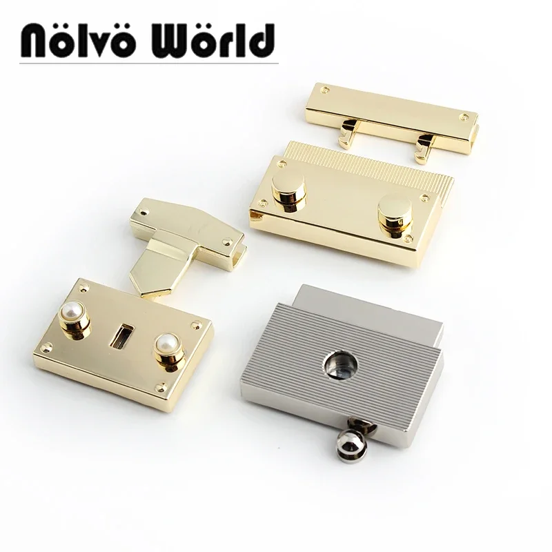

5-10-30sets 3 Size Light gold Silver Metal Bag Square Snap Lock Fitting For Women Handbag And Man Bag Hardware