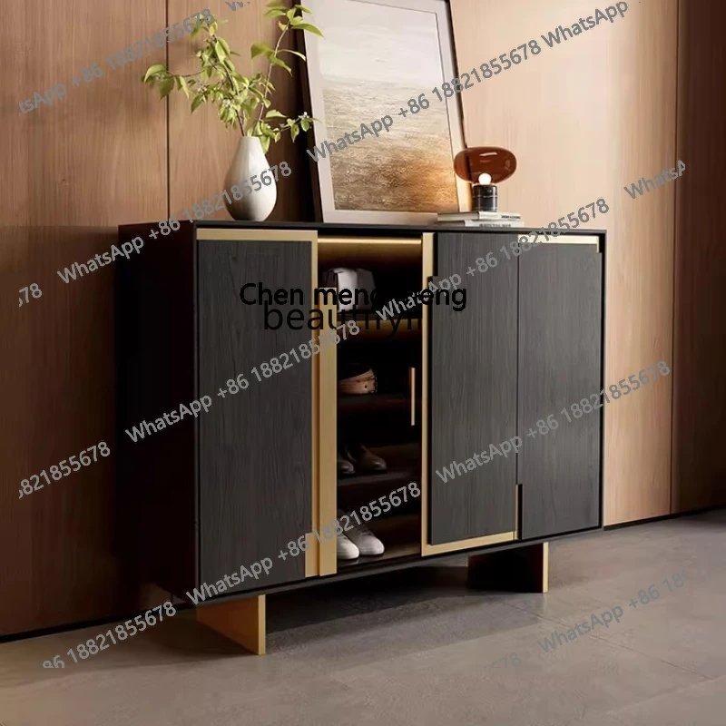 

Light luxury solid wood shoe cabinet, retro and simple entrance cabinet, luxury house living room and dining room locker H H