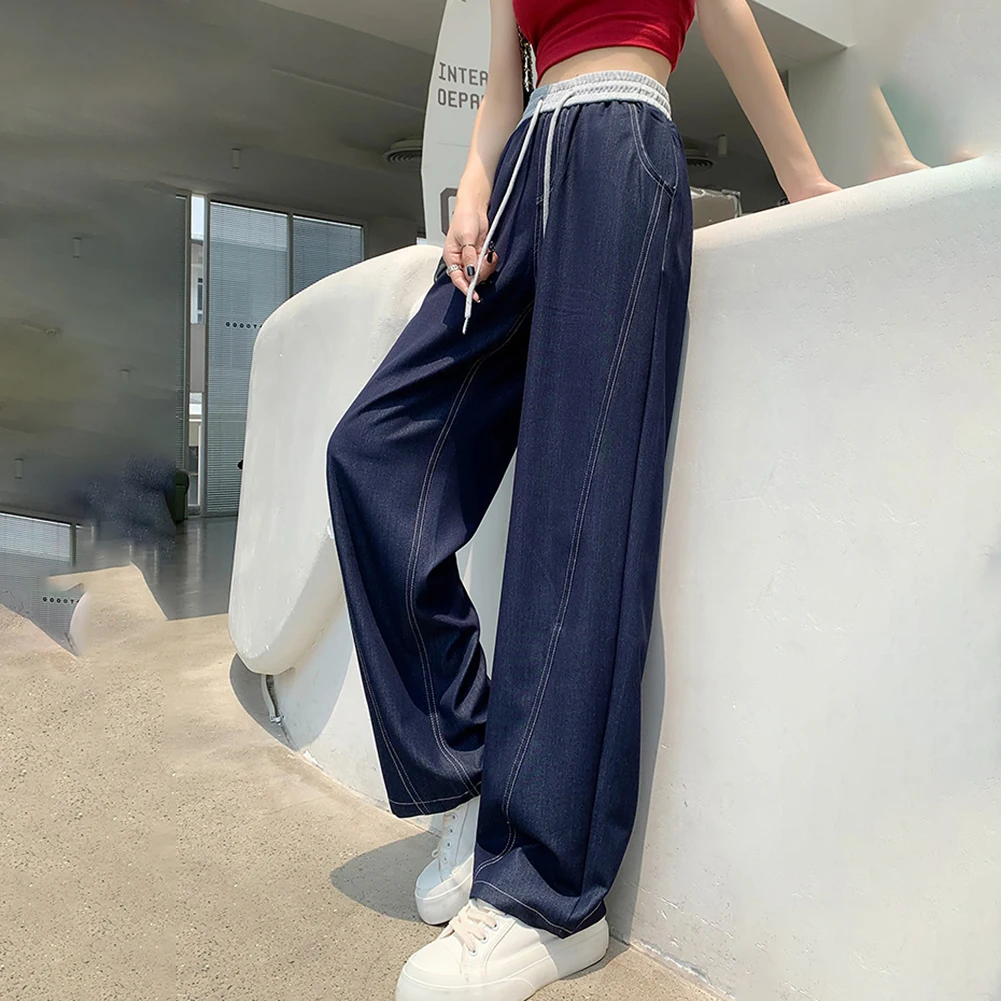 女性用カジュアルウェア ブルーのズボン ハイウエストのズボン 日常のカジュアルウェア オールシーズンウェア 新品同様
