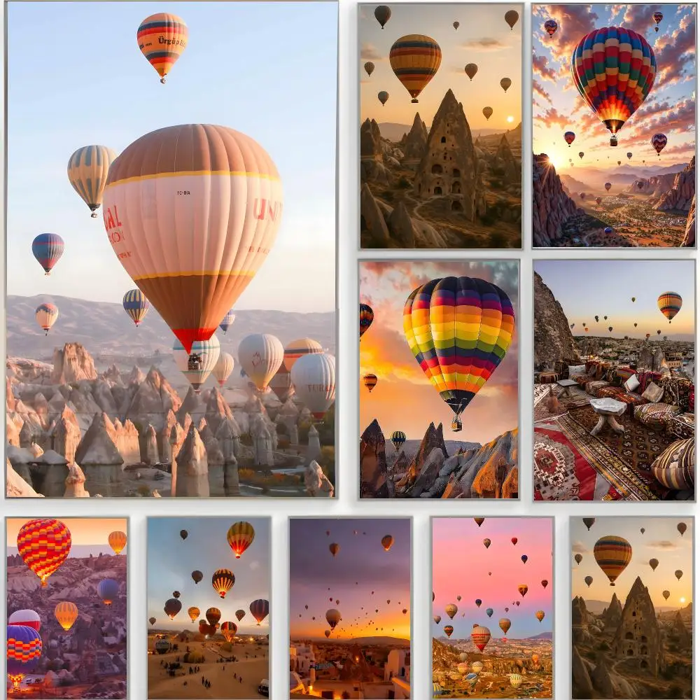 scenic landmark c-cappadocia hot air balloons Poster Classic Wall Art  Home Decor  Peel and Stick Unframed