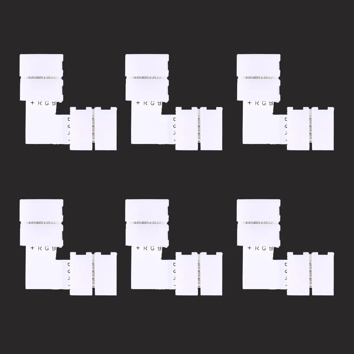 6 Pcs Led Strip Connector Strip Connector Solderless RGB5050 10mm White 3x3x04cm Easy Install Lighting Accessories
