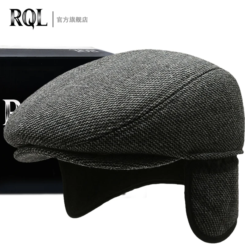 Men\'s Warm Hat Winter Beret Tweed Dad Hat Woolen Thickened Earflap Ear Protection Windproof Cold Proof Trucker Cap Fishing 2022