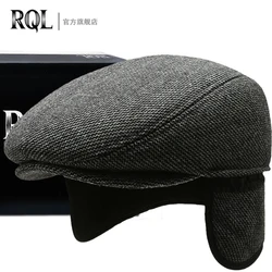 Men's Warm Hat Winter Beret Tweed Dad Hat Woolen Thickened Earflap Ear Protection Windproof Cold Proof Trucker Cap Fishing 2022