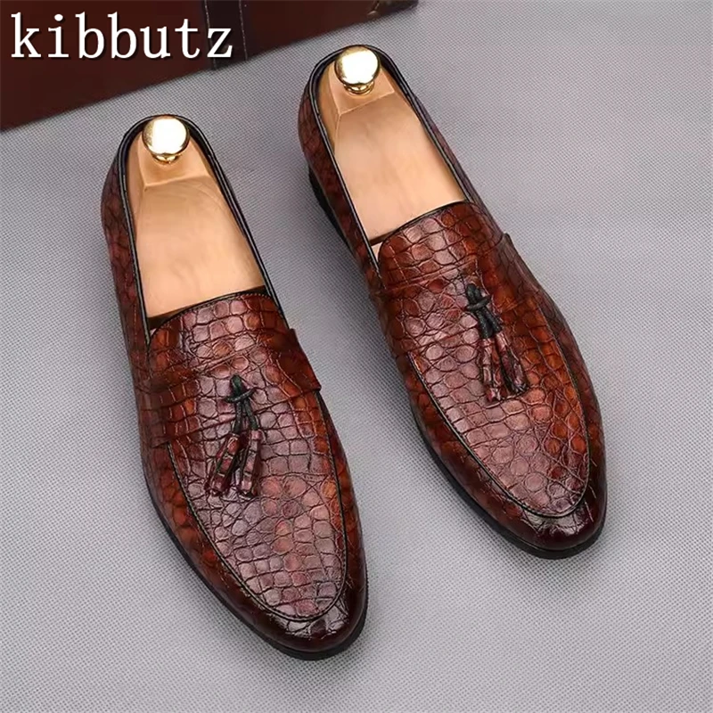 

Men Pointed Toe Leather Shoes Slip On Drive Walk Leisure Loafers Male Brand Business Office Dress Shoes