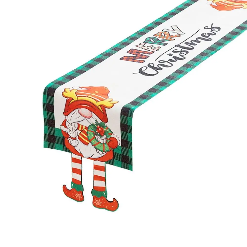 Cartoon Fabric Christmas Tablecloth Navidad Xmas Ornament Table Runner Table Decoration Reusable Table Flag Christmas