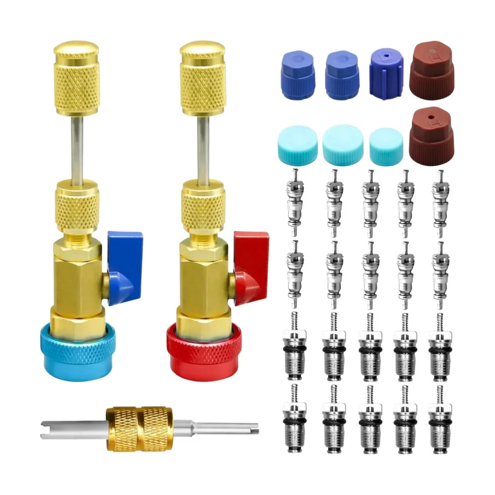 31PCS R134A Valve Core Remover Installer Tool Kit For Automotive Air Conditioning Systems Valve Core Port Cap
