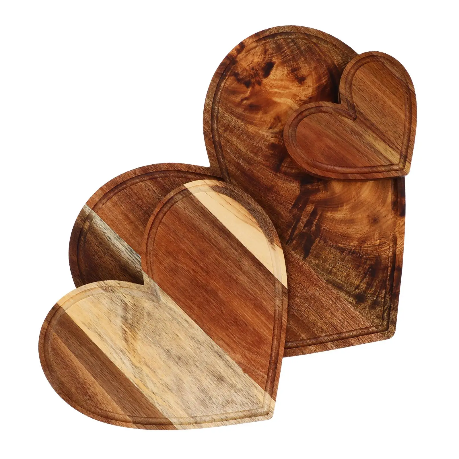 

3 Pcs Heart Shaped Wooden Cutting Board Cheese Plate Serving Platter for Kitchen Multifunctional Sturdy Easy to Clean