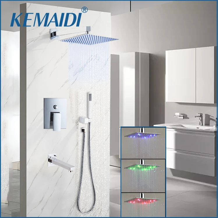 

KEMAIDI Bathroom Wall Mounted Shower Faucet Set 8" Rain Shower Head Chrome Shower Rainfall Shower Systerm Bathtub Mixer