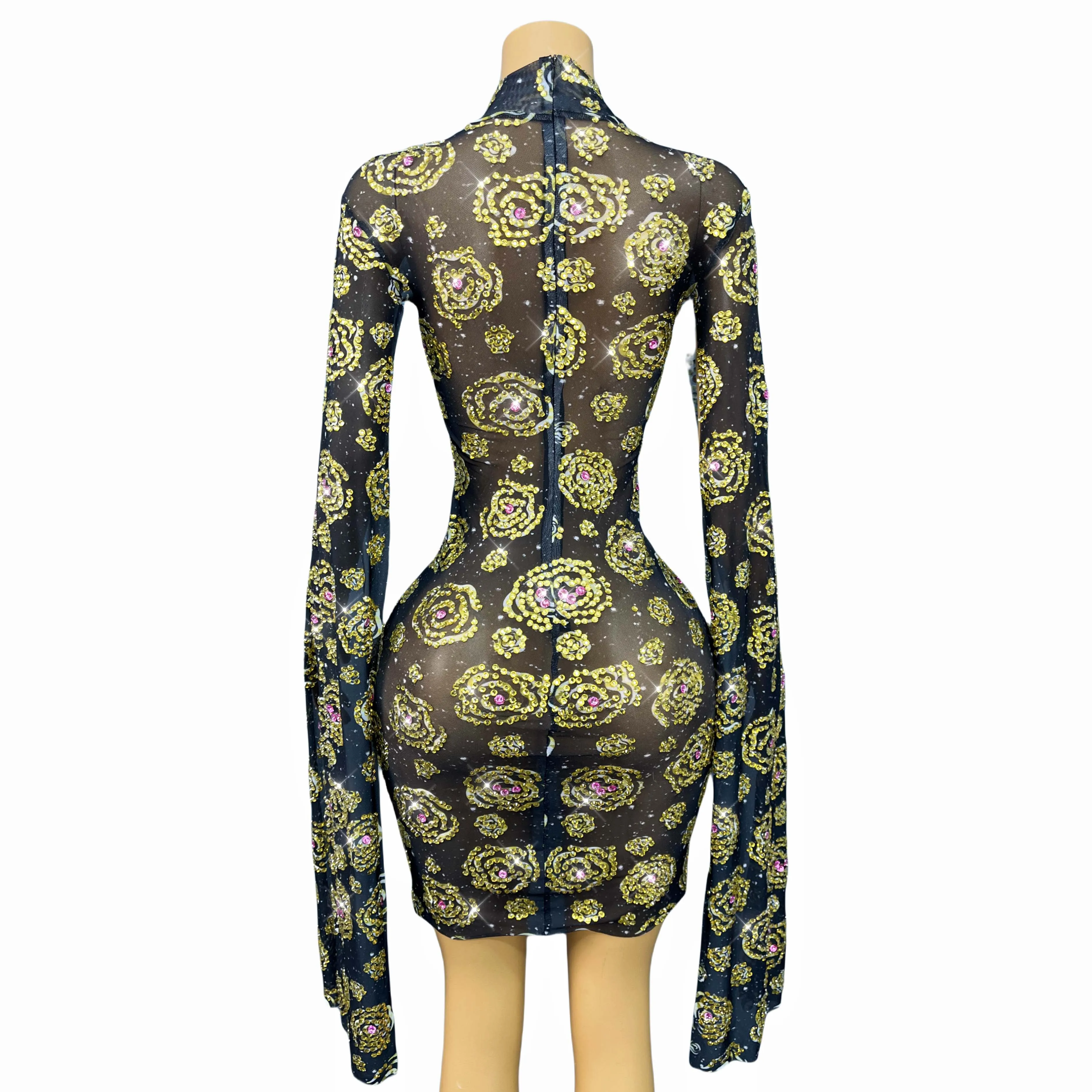 Hochwertiges, luxuriöses Abendkleid mit glänzenden Strasssteinen und Rosen für Damen, elegantes Cocktailparty-Kleid auf dem roten Teppich, Show-Outfit, Jinmeigui