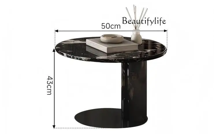 X طاولة قهوة رخامية إيطالية فاخرة باللون الأسود والذهبي الوردي مستديرة 2025 مجموعة غرفة المعيشة وابي سابي الحد الأدنى الحديثة ديكور للطاولات المركزية #5