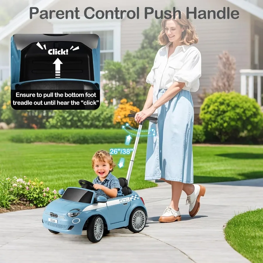 عربة فيات 500 المرخصة على دفع السيارة بواسطة 3 في 1 عربة أطفال منزلقة للمشي مع مسند للقدمين قابل للسحب ومقبض للتحكم في الوالدين #5