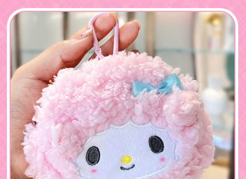 Original Lizenzierte Sanrio Hello Kitty & Kuromi Plüsch-Geldbörse, Echte Cartoon-Schlüsselanhänger-Tasche, Weiche Mini-Reißverschluss-Geldbörse, Niedliche Tasche – Detail 7