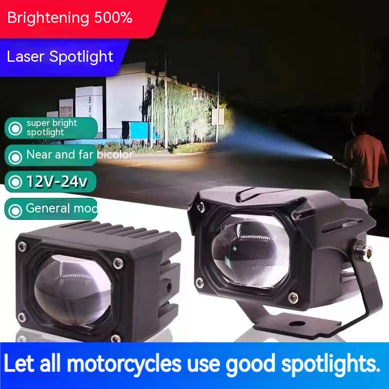 Motorcycle Demon Eye Spotlights 120W Led Auxiliary Spotlight 5000lm High Low Beam Driving Fog Lamps Flashing Lens Headlight Bulb