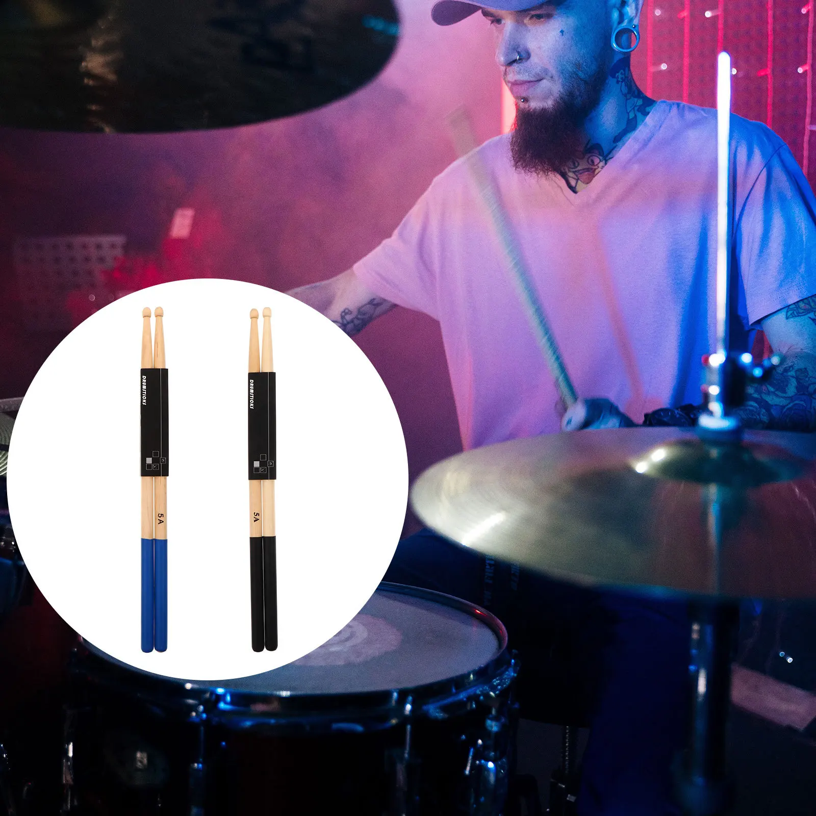 

2 Pairs Anti-slip Drum Stick Comfortable Drumsticks Hard Maple Shelf Accessories Wooden