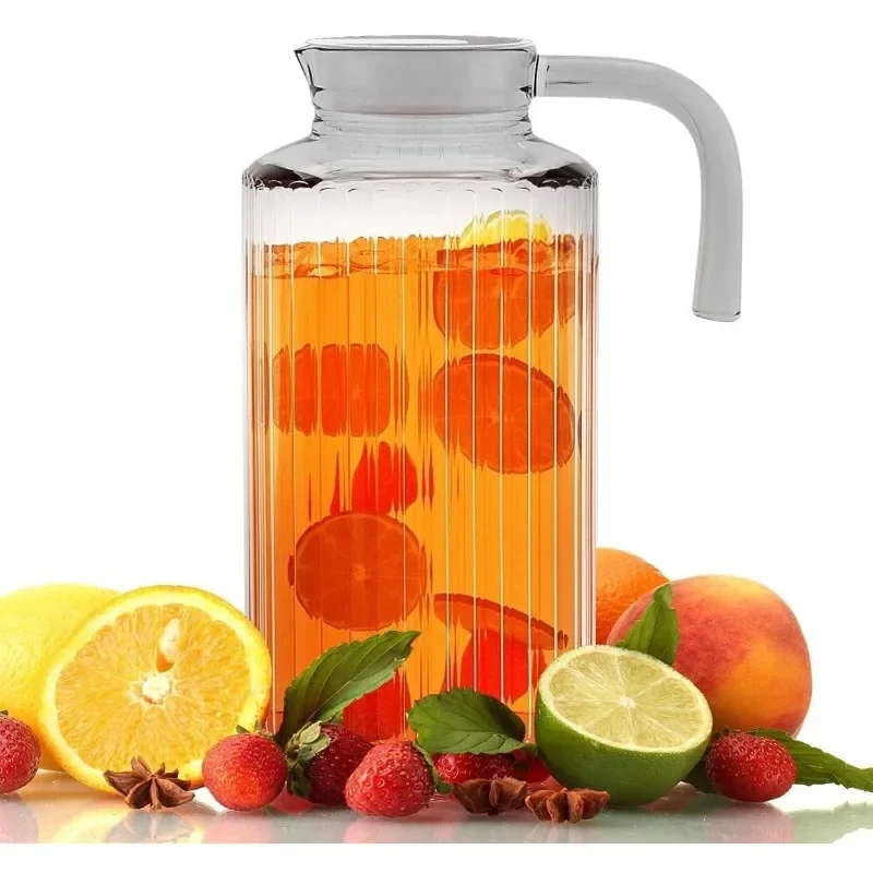 Fridge Pitcher – 60 OZ. Glass Water Fridge Pitcher with Lid By Home Essentials & Beyond Practical