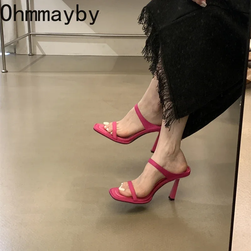 2024 Summer Street Style Woman Slippers Fashion Thin High Heels Party Stripper Shoes Ladies Elegant Open Toe Dress Sandalias