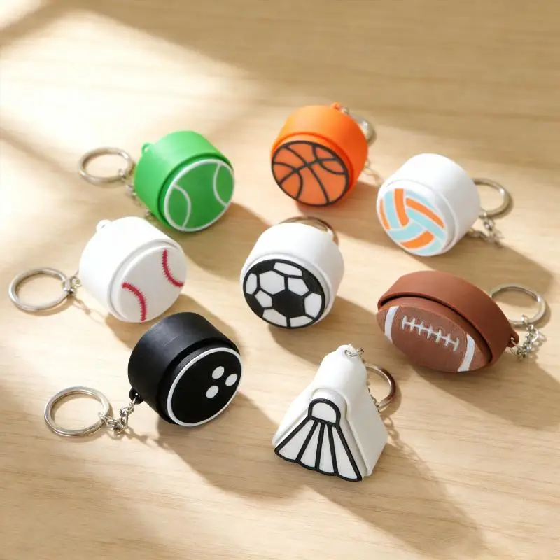 Ball Keyboard Keychain Fidget Toys Push Bubble Stress Relief Sensory Toys Basketball Football Keyboard Clicker For Kids Adults