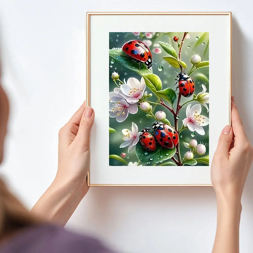 لوحة ماسية ، ديكور منزلي ، حيوان ، ضفدع ، نبات ، مربع كامل ، دائري ، لون تجريدي ، تصنعه بنفسك