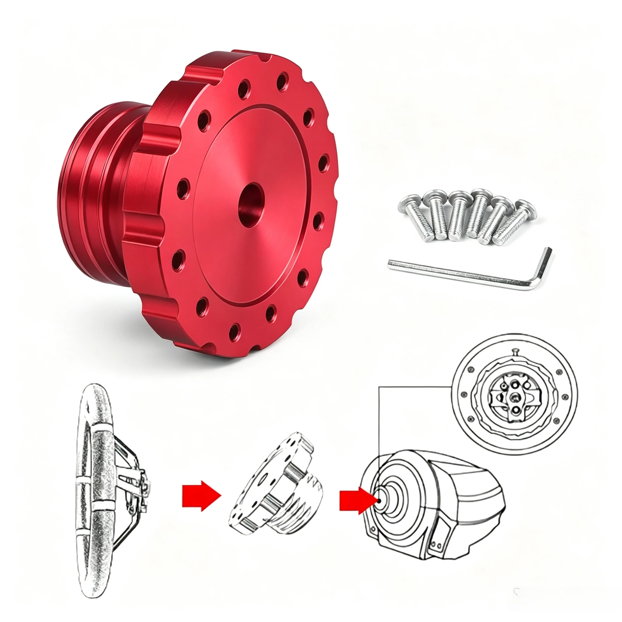 Aluminum 3.5inch Steering Wheel Adapter Sim Racing Gaming Modified Interior DecorationFor Thrustmaster TXT300 T500TS